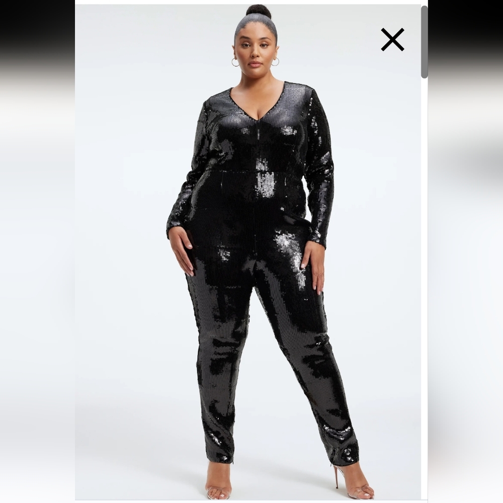 Good American Black Sequin Jumpsuit